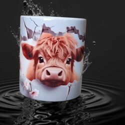 Hrnček s potlačou kravička highlander
