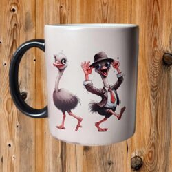 Magický hrnček s potlačou pštrosí pár 